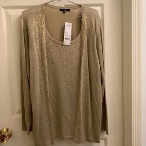 NWT Notations dressy gold long sleeve  top (3)